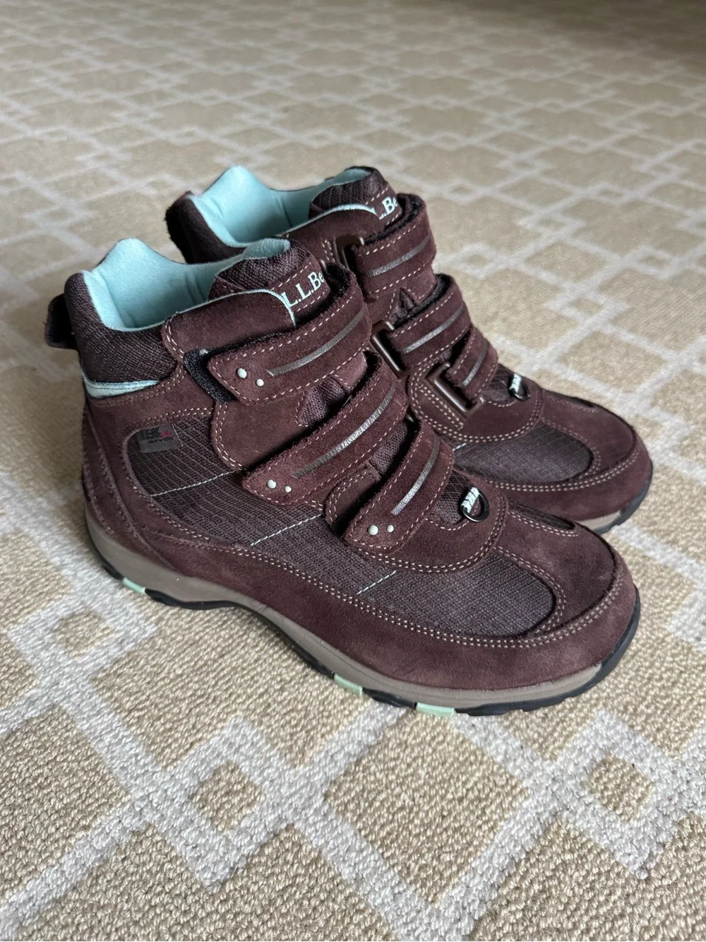 L.L. Bean Primaloft Waterproof Winter Hiking Boots Brown Aqua Size 8 Wide